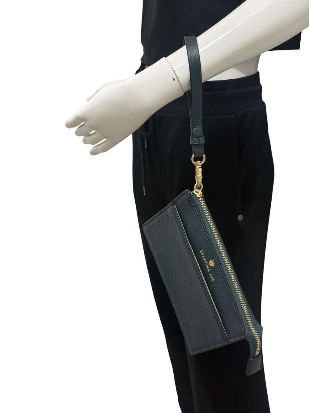 Spartina 449 Forest Green Pebbled Leather Wristlet with Gold Accent - Picture 10 of 16